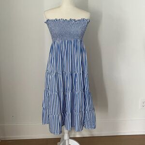 Hill House Halter Nap Dress - Blue & White Striped - Size XS